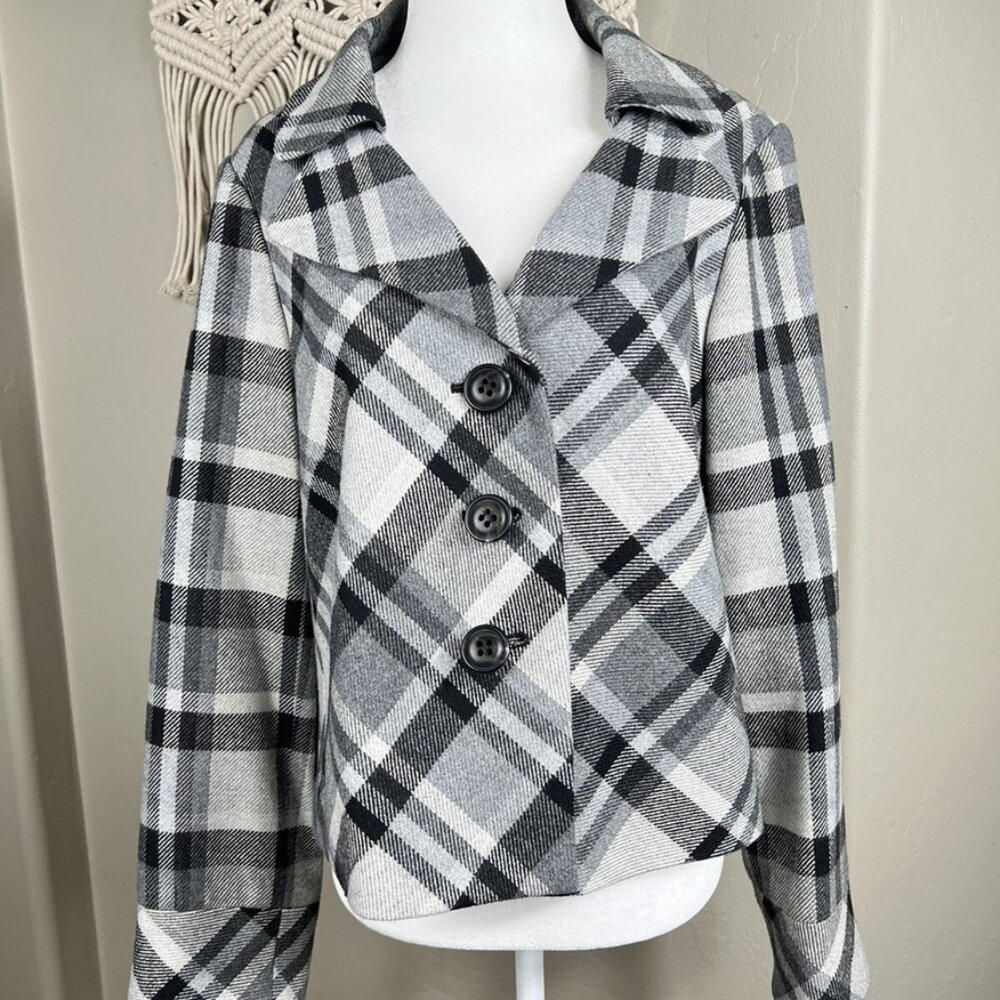 Nine West Checkered Jacket in Black and White
